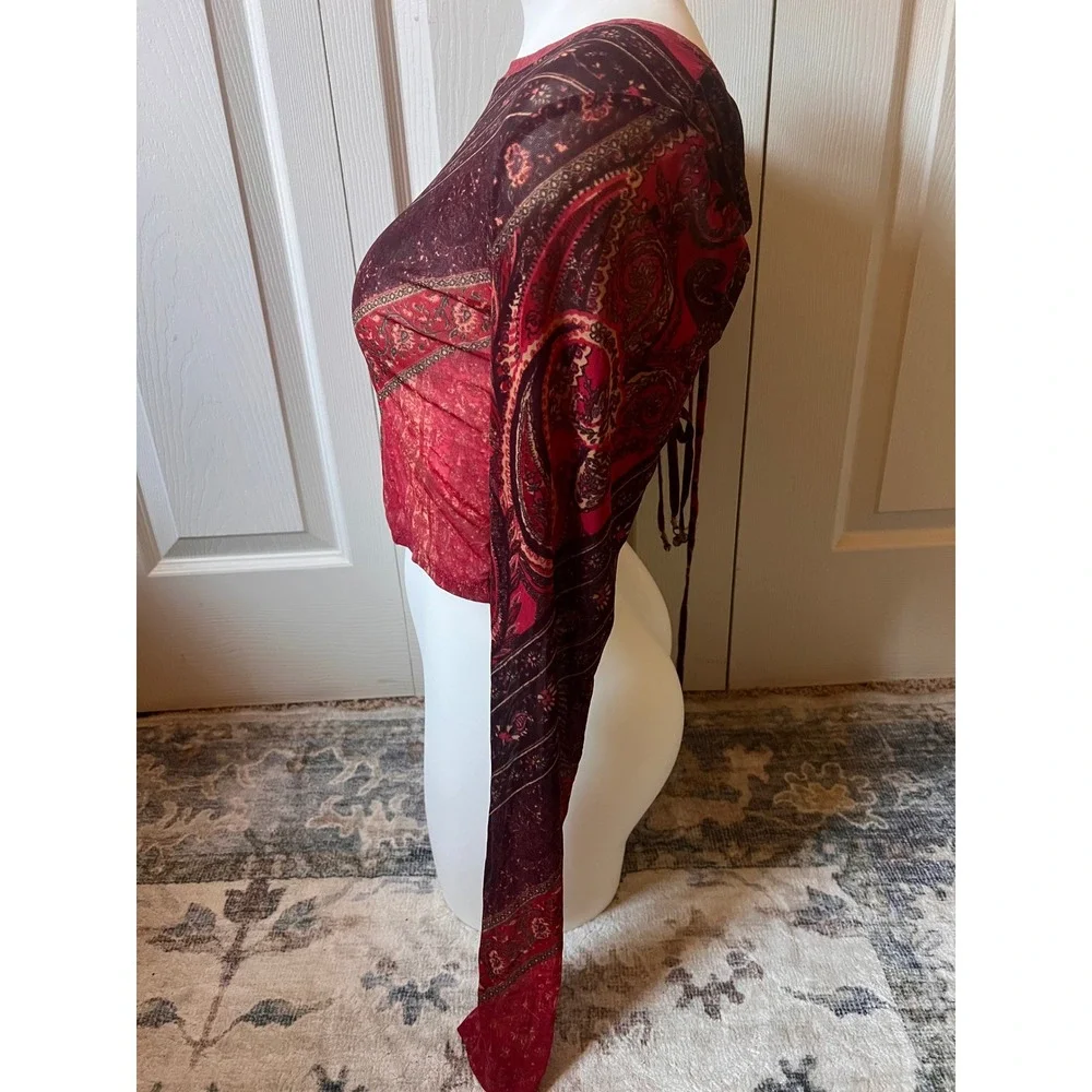 Y2K Free People Paisley Mesh Open Back Western Cowgirl Fairy Whimsigoth Size S
